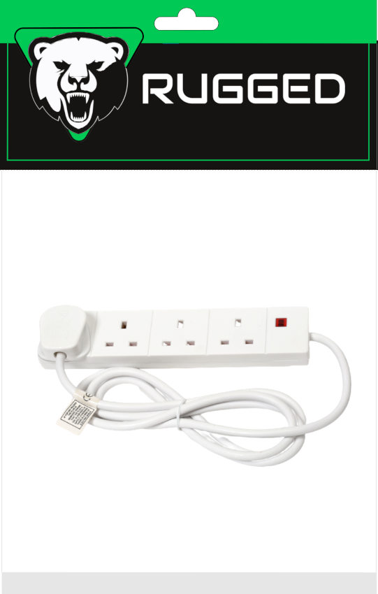 4 Way 2m Extension Socket Lead Rugged