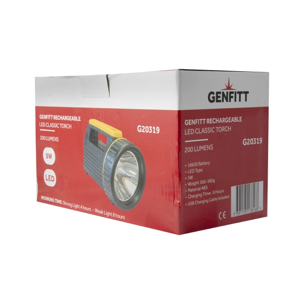 Genfitt Rechargeable LED Hand Torch (200 Lumens)